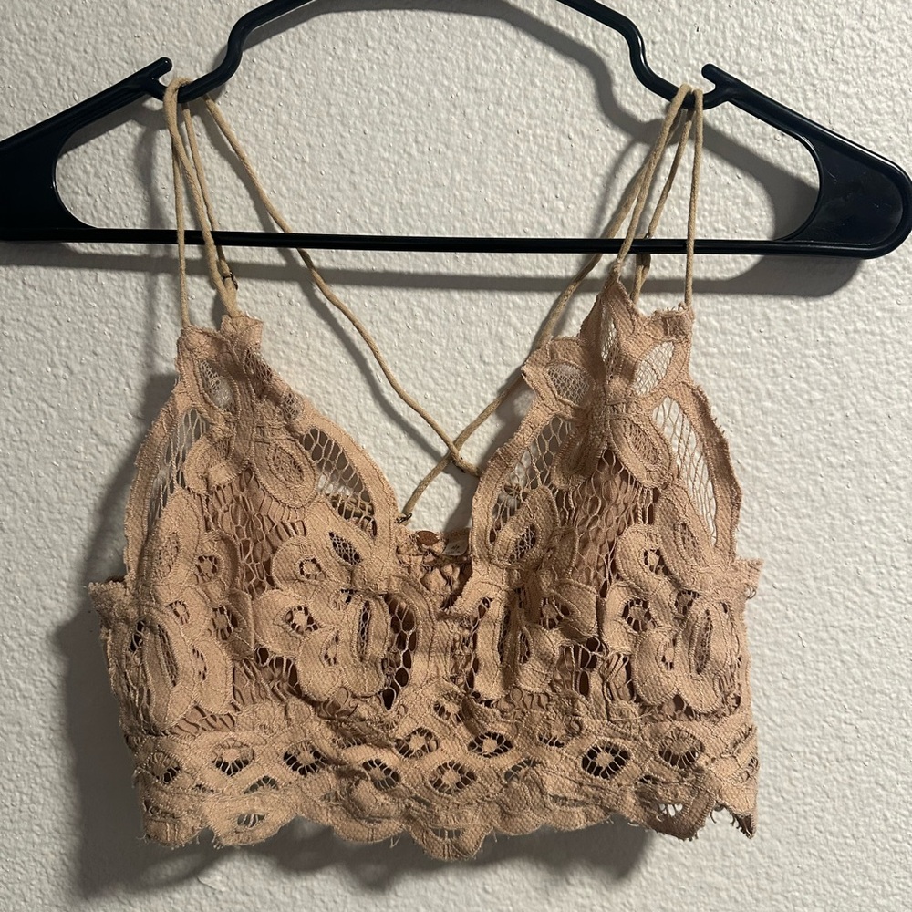 Free People Floral Lace Bralette in Cream